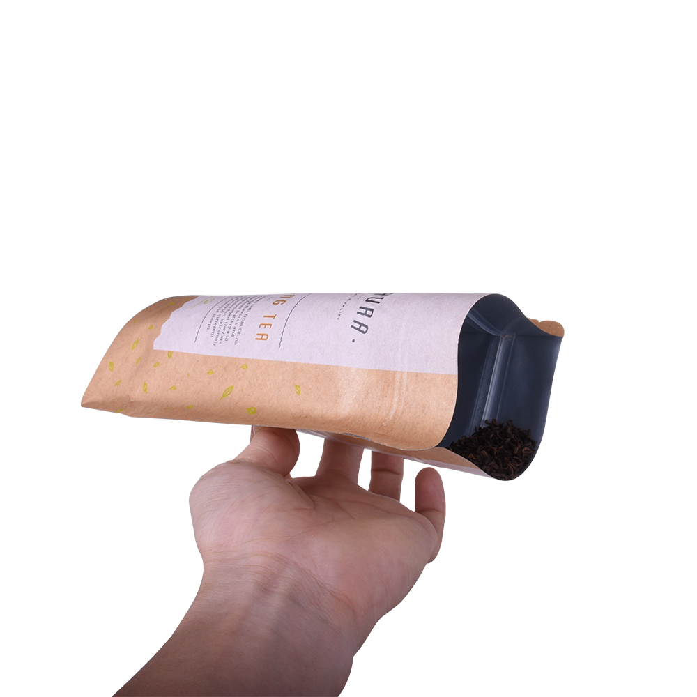 Benutzerdefinierte gedruckte Lebensmittelqualität Home Compostierbare Kraftpapier PLA Stand Up Coffee Tea Bag mit Reißverschluss