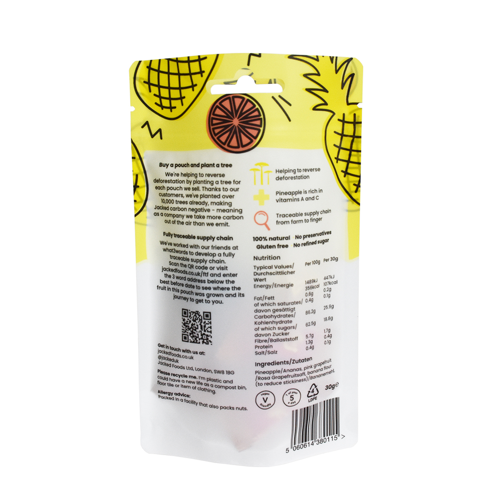100 % erneuerbare Pflanzenmaterialien biobasiertes PE recyceln #4 Getrocknete Ananas-Verpackungsbeutel