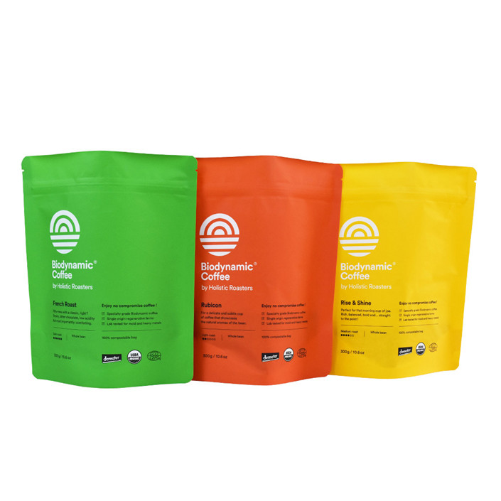 Benutzerdefinierte stehende Bioplastik für Lebensmittelverpackungen, die biologisch abgebautes Kaffeebeutel mit Ventil